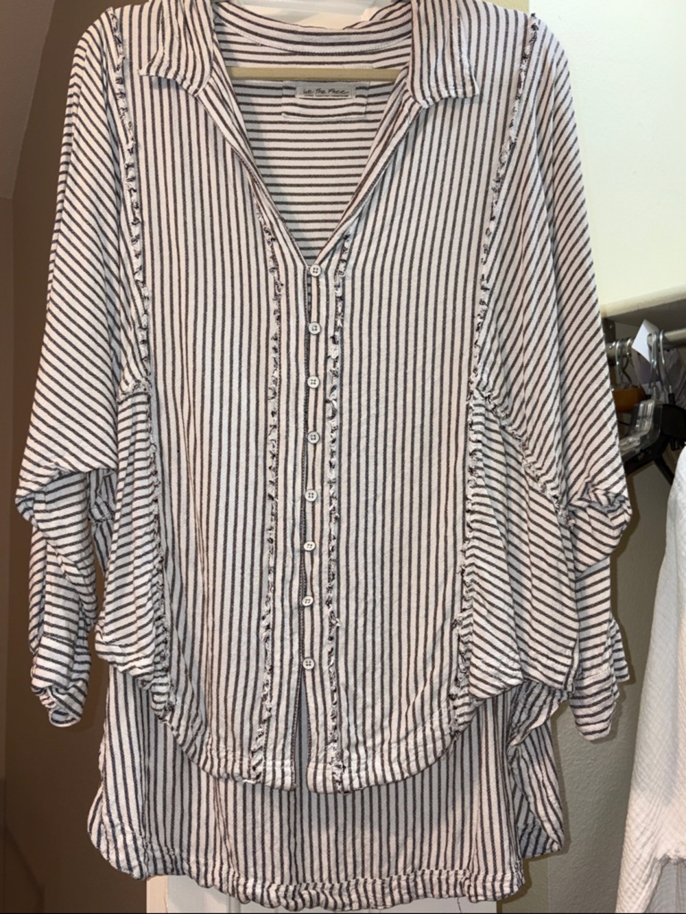 “WE THE FREE”Black and White Striped Baggy Blouse